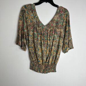 American Rag Blouse XS Tropical Elastic Waist top women’s